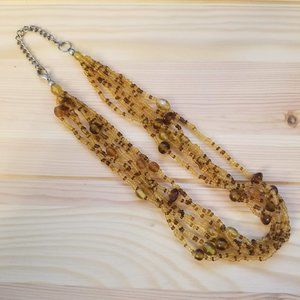Amber Bead Multi-Strand Necklace